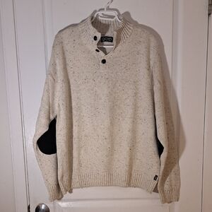 🧥 CHAPS Heritage Knit Sweater – Classic Elbow Patch & Button Collar